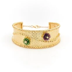 Bracelet Manchette Filigrané En Or Jaune