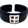 Bracelet Manchette En 2 Ors Et Galuchat Noir