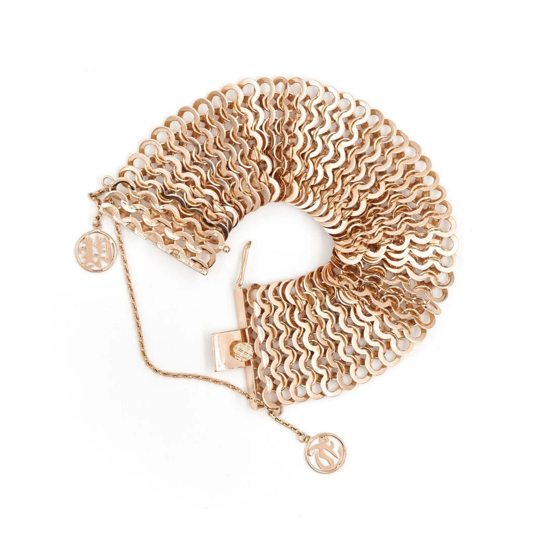 Bracelet Manchette Maille En Or Rose 7 Bracelet Manchette Maille En Or Rose – Image 7