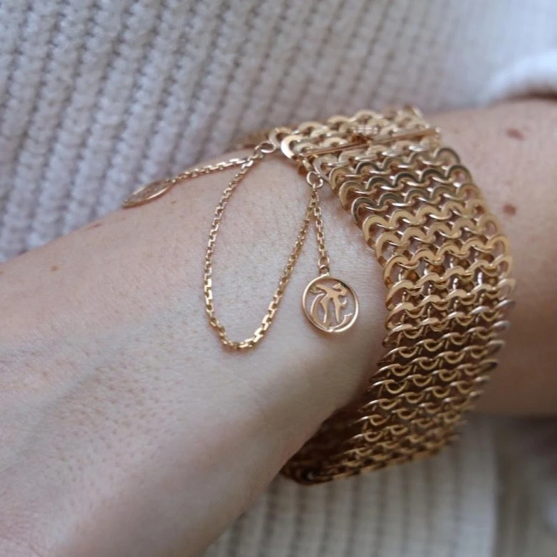 Bracelet Manchette Maille En Or Rose 2 Bracelet Manchette Maille En Or Rose – Image 2