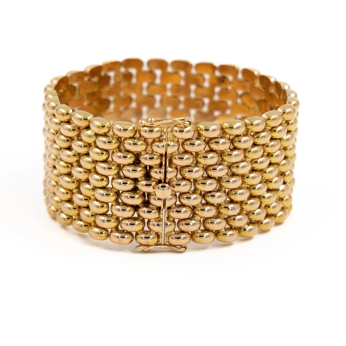 Bracelet Manchette Maille Grain De Riz En Or Jaune 3 Bracelet Manchette Maille Grain De Riz En Or Jaune – Image 3