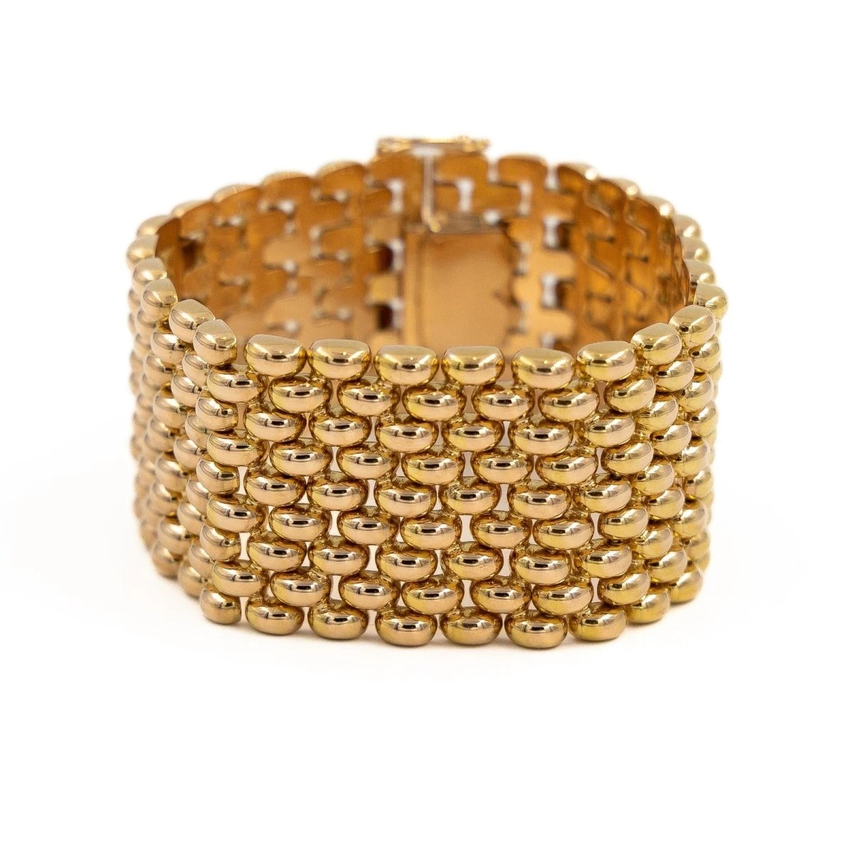 Bracelet Manchette Maille Grain De Riz En Or Jaune 1 Bracelet Manchette Maille Grain De Riz En Or Jaune