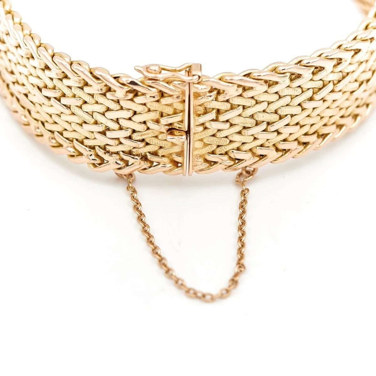 Bracelet Manchette Maille Polonaise En Or Jaune 6 Bracelet Manchette Maille Polonaise En Or Jaune – Image 6