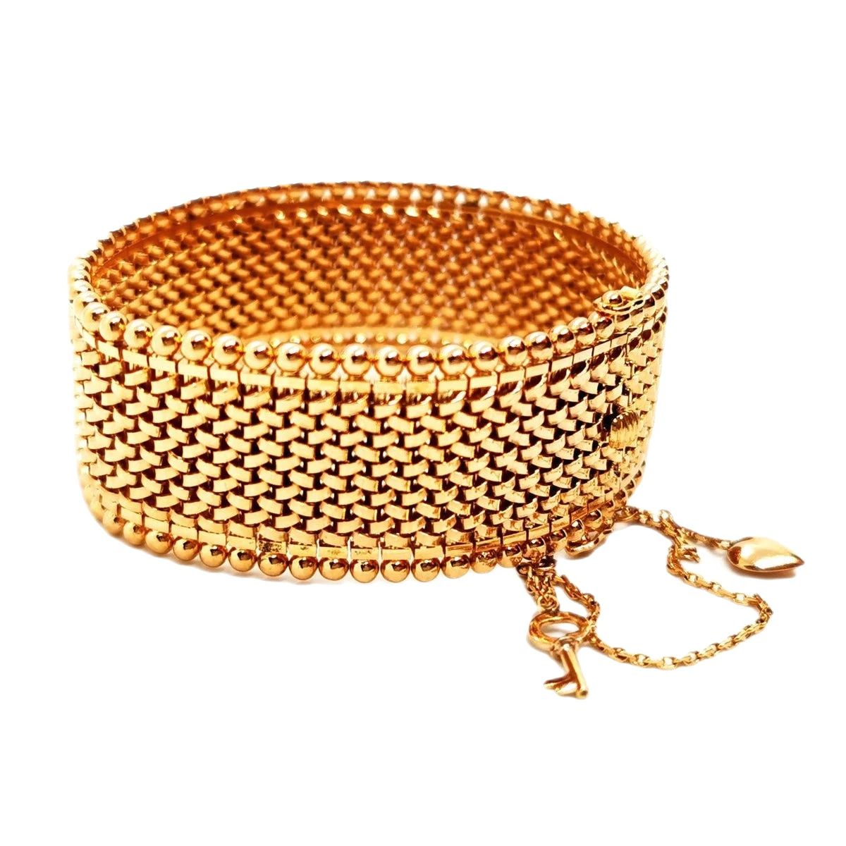 Bracelet Manchette Maille Polonaise En Or Rose 5 Bracelet Manchette Maille Polonaise En Or Rose – Image 5