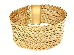 Bracelet Manchette Maille Tissée En Or Jaune 15 Bracelet Manchette Maille Tissée En Or Jaune -Castafiore Boutique bracelet manchette maille tissee en or jaune 660408