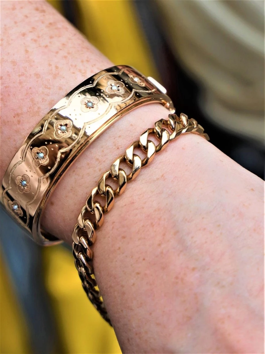 Bracelet Manchette Or Rose Perle 2 Bracelet Manchette Or Rose Perle – Image 2