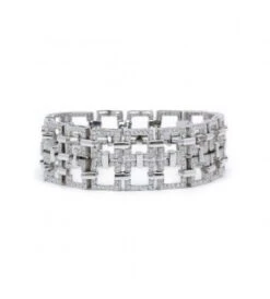 Bracelet Manchette Pavé Diamants En Or Blanc