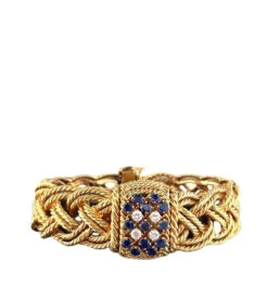 Bracelet Montre BOUCHERON "Vannerie" En Or Jaune, Diamants Et Saphirs -Castafiore Boutique bracelet montre boucheron en or jaune diamants et saphirs 965336