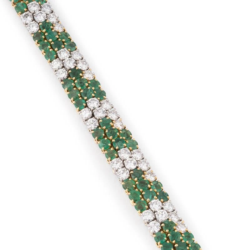 Bracelet Ligne En Or Jaune, Platine, émeraudes Et Diamants 2 Bracelet Ligne En Or Jaune, Platine, émeraudes Et Diamants – Image 2