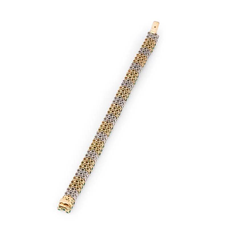 Bracelet Ligne En Or Jaune, Platine, émeraudes Et Diamants 3 Bracelet Ligne En Or Jaune, Platine, émeraudes Et Diamants – Image 3