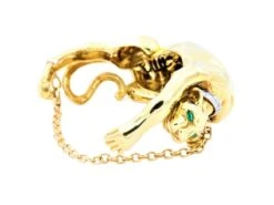 Bracelet Panthère En Or Jaune, Or Blanc, émeraudes Et Diamants