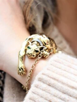 Bracelet Panthère En Or Jaune, Or Blanc, émeraudes Et Diamants -Castafiore Boutique bracelet panthere en or jaune or blanc emeraudes et diamants 947267