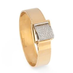 Bracelet Rigide En Or Jaune Et Diamant -Castafiore Boutique bracelet rigide en or jaune et diamant 318459