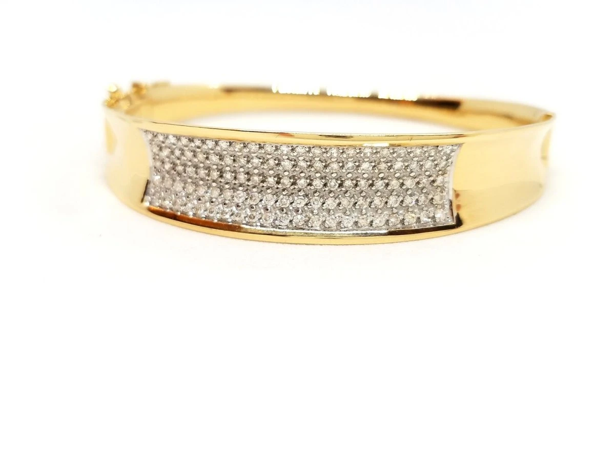 Bracelet Rigide En Or Jaune Pavé Diamants 14 Bracelet Rigide En Or Jaune Pavé Diamants – Image 14