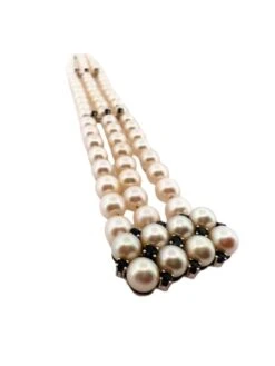 Bracelet Souple 3 Rangs De Perles En Or Blanc Et Saphirs -Castafiore Boutique bracelet souple 3 rangs de perles en or blanc et saphirs 940577