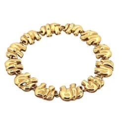 Bracelet Souple Eléphants En Or Jaune Et Diamants