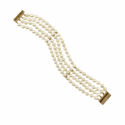 Bracelet Souple En Or Jaune Et Perles -Castafiore Boutique bracelet souple en or jaune et perles 2303952