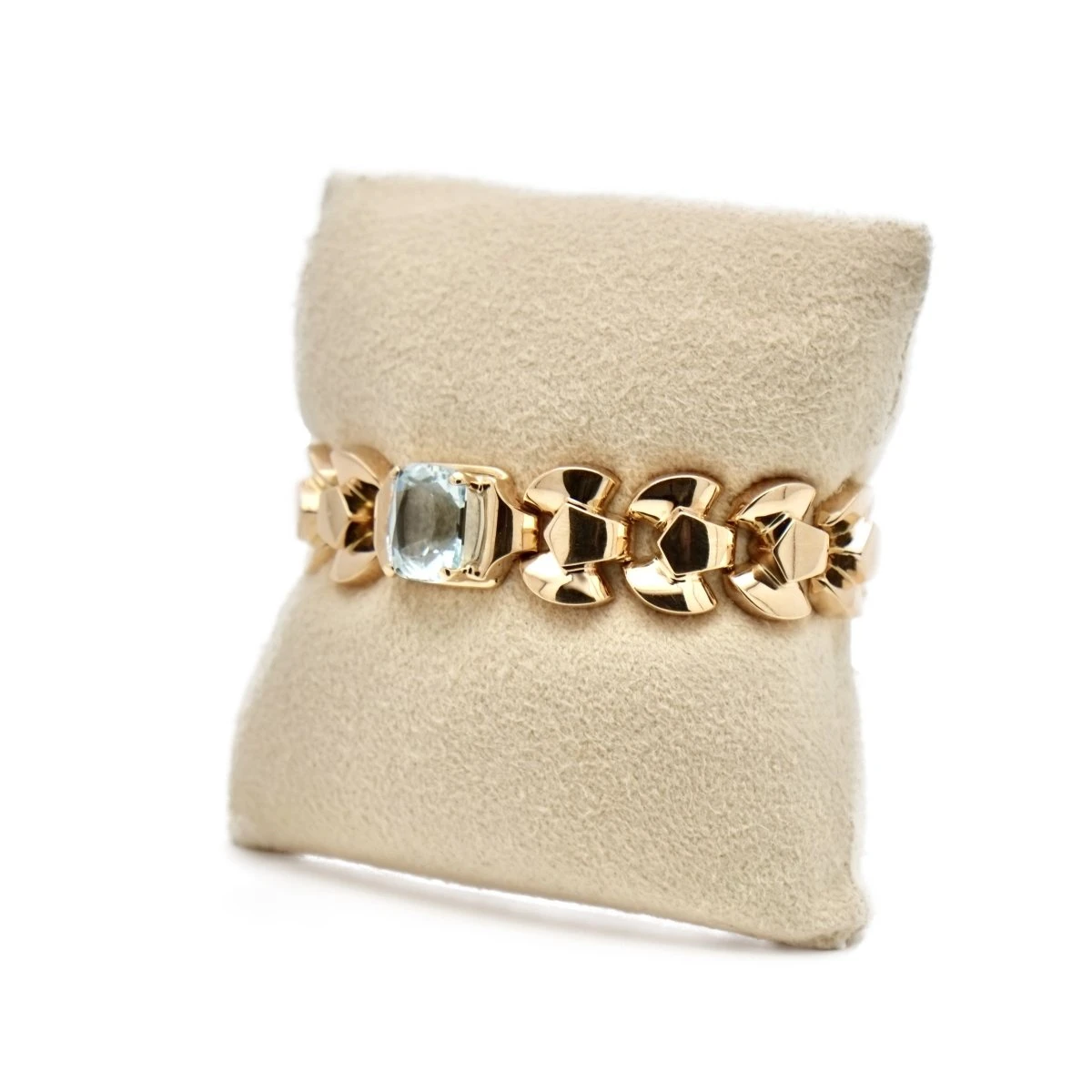 Bracelet Tank En Or Jaune Et Aigue-marine 4 Bracelet Tank En Or Jaune Et Aigue-marine – Image 4