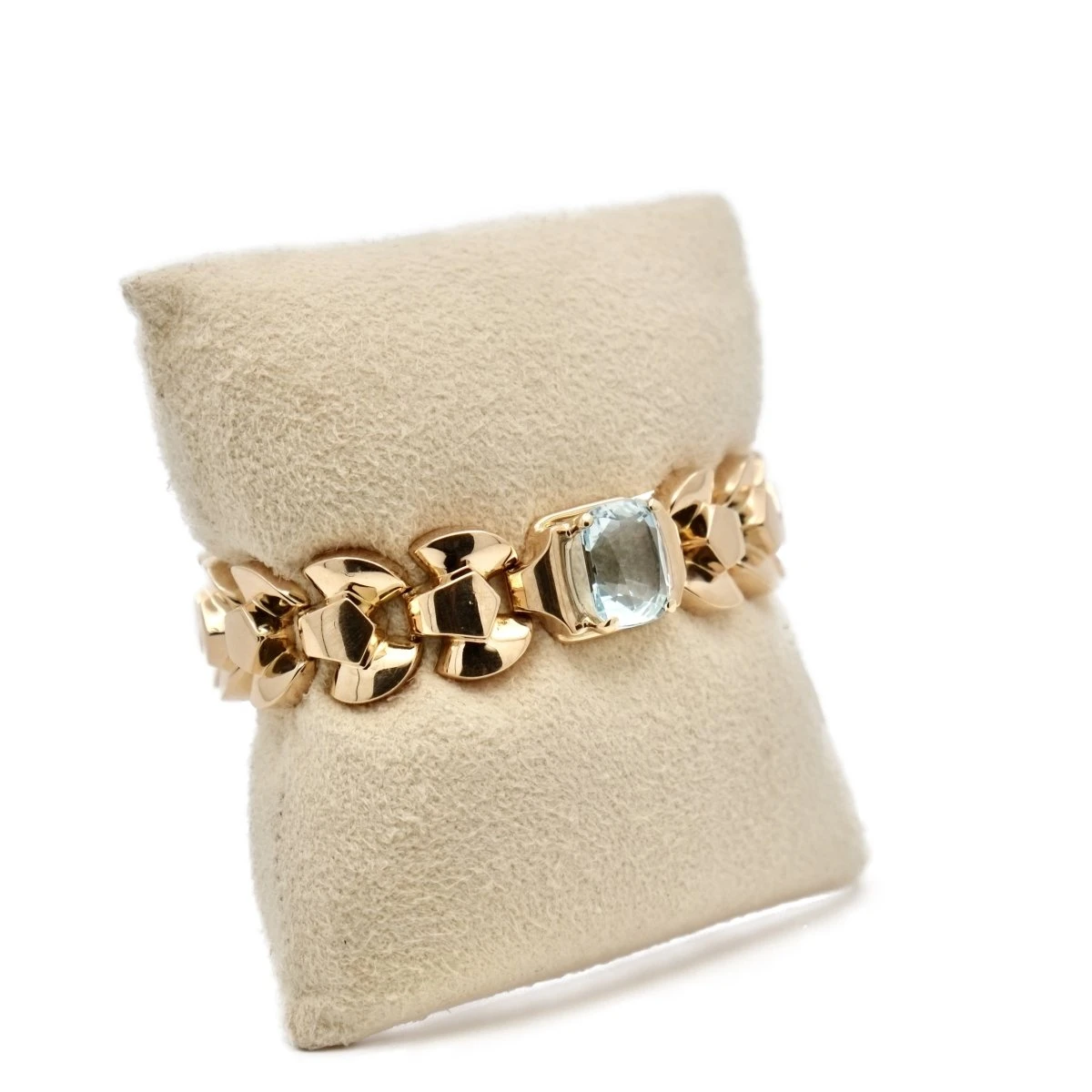 Bracelet Tank En Or Jaune Et Aigue-marine 5 Bracelet Tank En Or Jaune Et Aigue-marine – Image 5