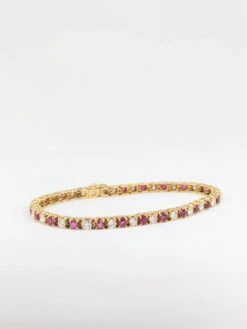 Bracelet Tennis Vintage En Or, Rubis Et Diamants -Castafiore Boutique bracelet tennis vintage en or rubis et diamants 725592