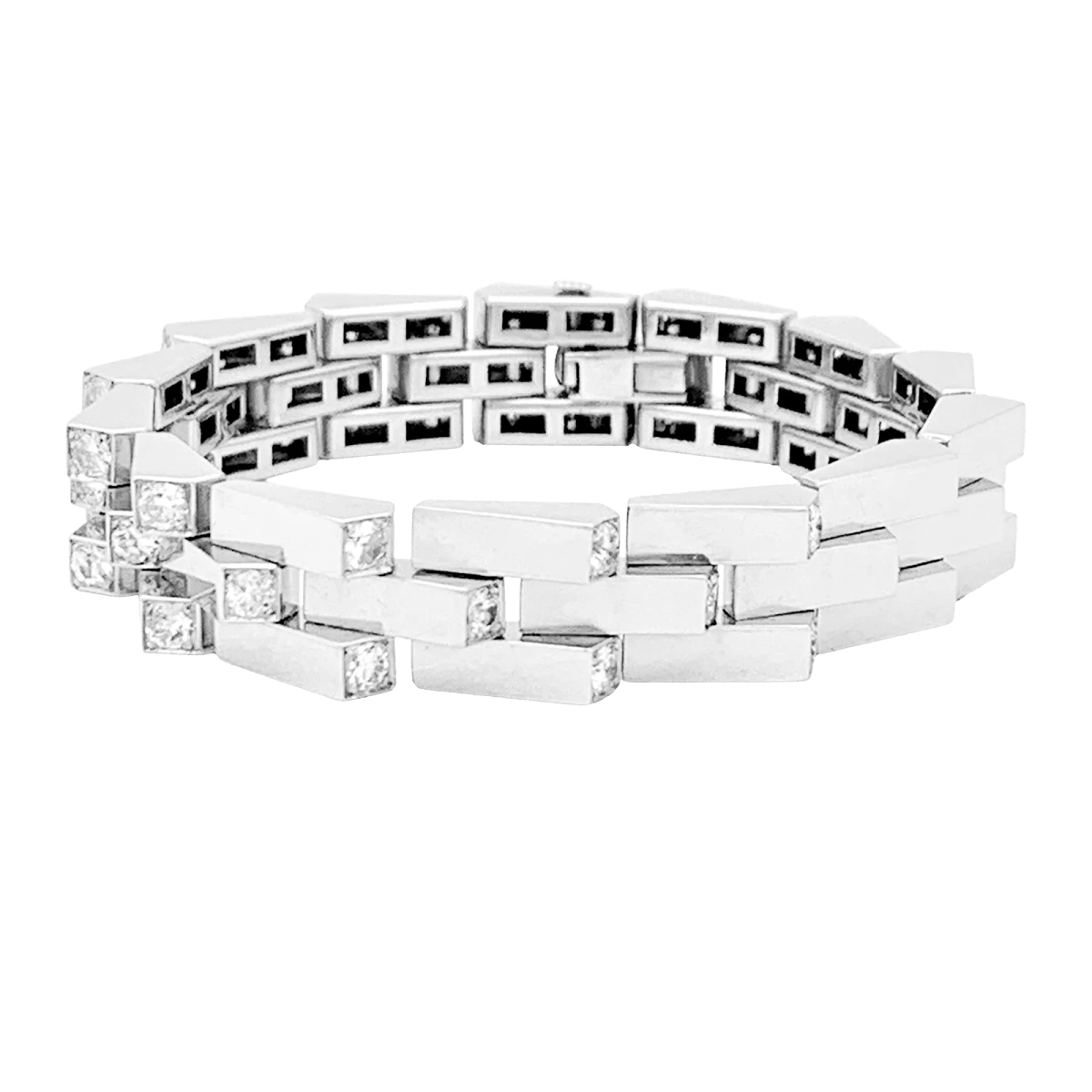 Miller Bracelet Vintage BOUCHERON, "Crémaillère", Platine Et Diamants 1 Miller Bracelet Vintage BOUCHERON, "Crémaillère", Platine Et Diamants