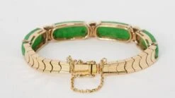 Bracelet Vintage En Or Jaune, Jade Et Diamants -Castafiore Boutique bracelet vintage en or jaune jade et diamants 845104