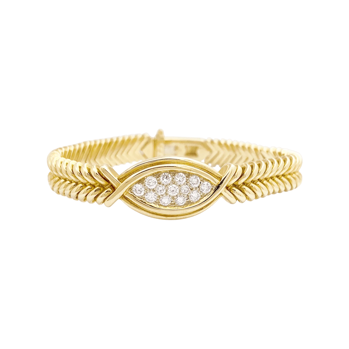 Miller Bracelet Vintage FRED En Or Jaune Et Diamants 1 Miller Bracelet Vintage FRED En Or Jaune Et Diamants