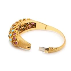 Bracelet Jonc En Or Jaune, Saphirs, Rubis, émeraudes Et Turquoises -Castafiore Boutique bracelet vintage jonc bombe saphirs rubis emeraudes turquoises or jaune 18 carats 954623