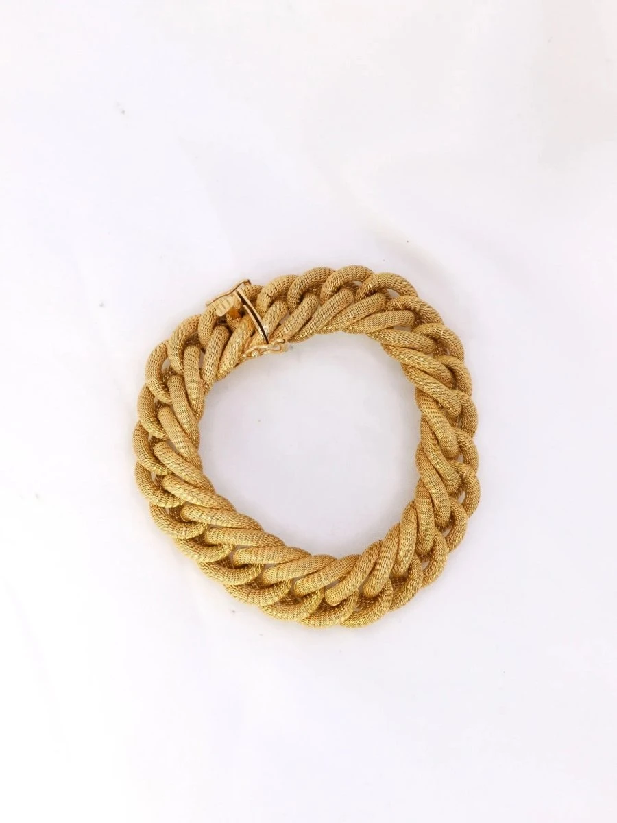 Bracelet Vintage Maille Tressee Or Jaune 1 Bracelet Vintage Maille Tressee Or Jaune