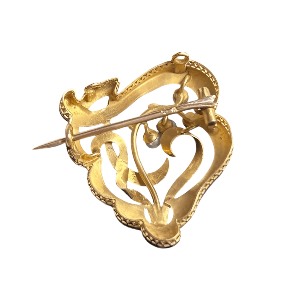 Broche Art Nouveau En Or Jaune Et Perles 2 Broche Art Nouveau En Or Jaune Et Perles – Image 2