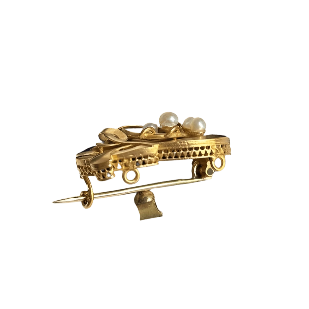 Broche Art Nouveau En Or Jaune Et Perles 3 Broche Art Nouveau En Or Jaune Et Perles – Image 3