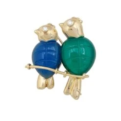 Miller Broche Cartier "Les Inséparables" Or Jaune, Diamants, Pierres De Couleur