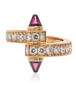 Bague CARTIER "Menottes" En Or Rose, Tourmaline Et Diamants