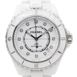 Montre Mécanique CHANEL "J12" En Céramique Et Diamants 12 Montre Mécanique CHANEL "J12" En Céramique Et Diamants -Castafiore Boutique chanel montre j12 ceramique 531379