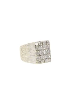 Bague Chevalière Pavée En Or Blanc Et Diamants -Castafiore Boutique chevaliere en or blanc pavee de diamants 500328