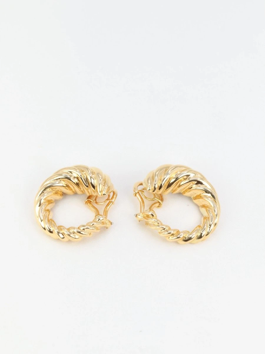 Clips D'oreilles Créoles Vintage En Or Jaune 5 Clips D'oreilles Créoles Vintage En Or Jaune – Image 5