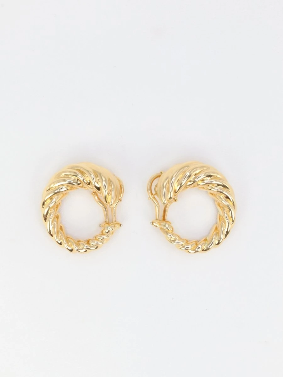 Clips D'oreilles Créoles Vintage En Or Jaune 1 Clips D'oreilles Créoles Vintage En Or Jaune