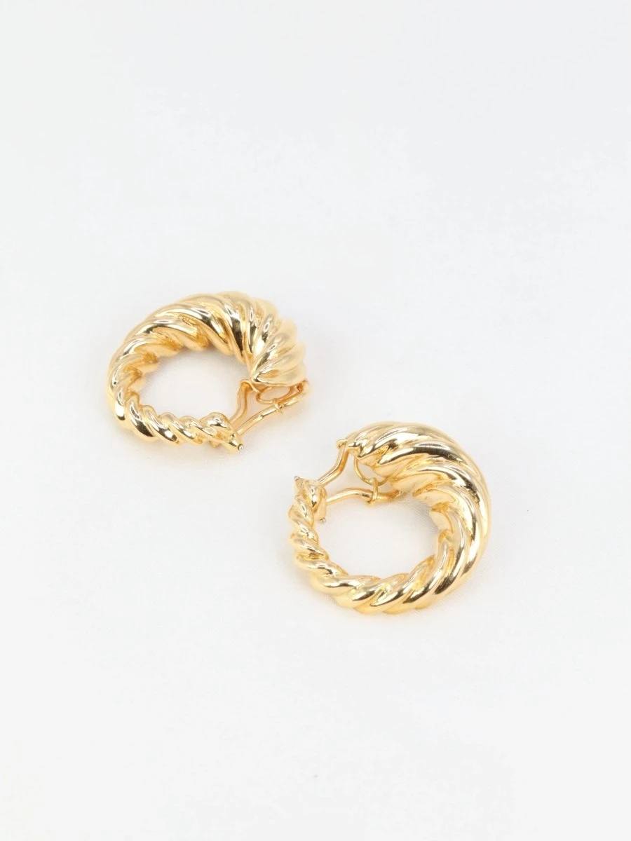 Clips D'oreilles Créoles Vintage En Or Jaune 4 Clips D'oreilles Créoles Vintage En Or Jaune – Image 4