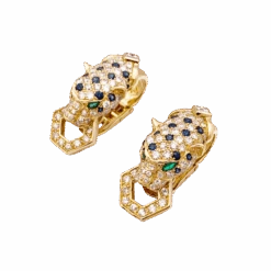 Miller Clips D'oreilles O.J. PERRIN, Or Jaune, Saphirs Et émeraudes Et Diamants