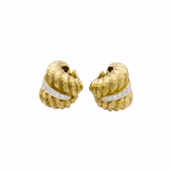 Miller Boucles D'oreilles Clips DAVID WEBB En Or Jaune, Platine Et Diamants -Castafiore Boutique clips vintage david webb platine or jaune diamants 215772