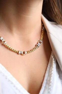 Collier Chaîne En 2 Ors Et Diamants -Castafiore Boutique collier chaine en 2 ors et diamants 227071