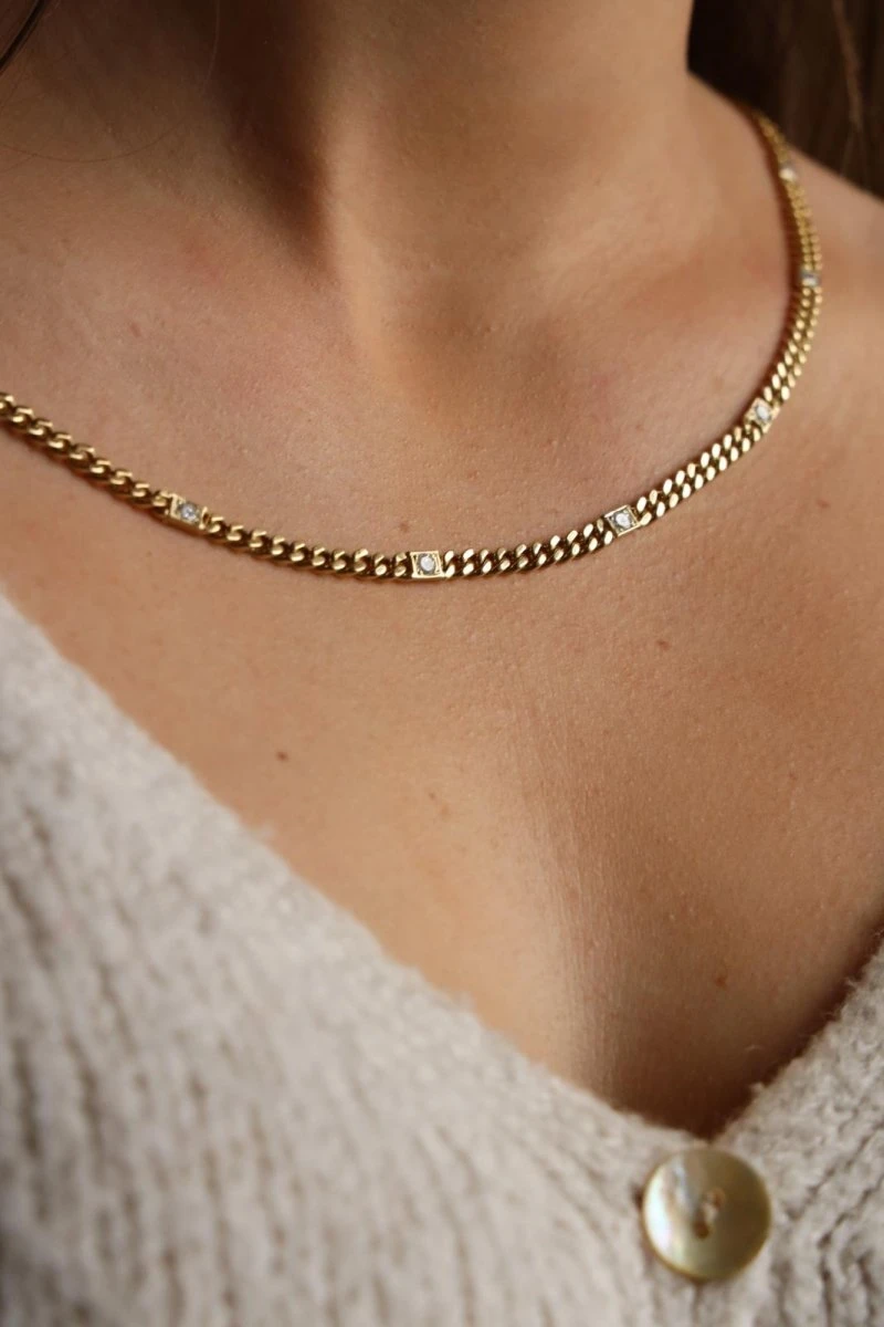 Collier Chaîne En Or Jaune Et Diamants 5 Collier Chaîne En Or Jaune Et Diamants – Image 5