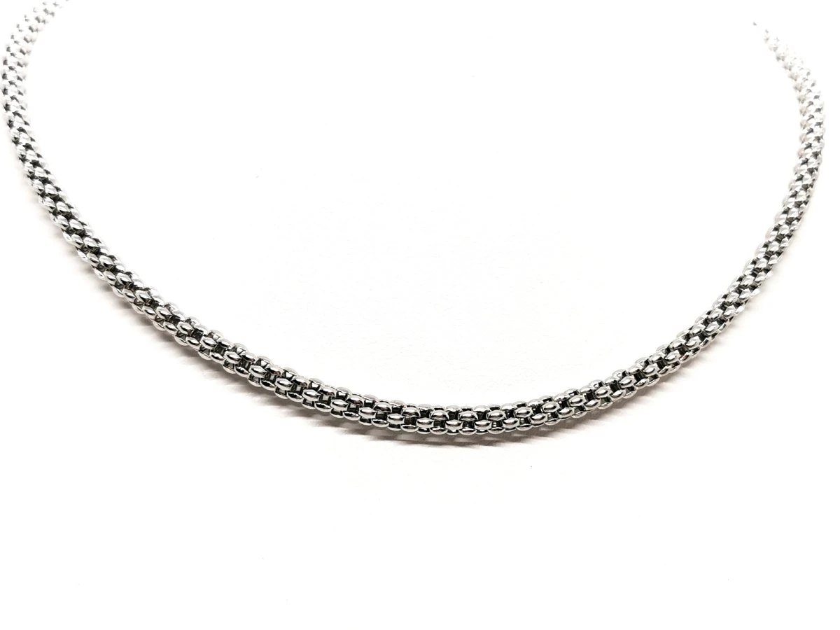Collier Chaîne FOPE Maille Popcorn En Or Blanc 1 Collier Chaîne FOPE Maille Popcorn En Or Blanc