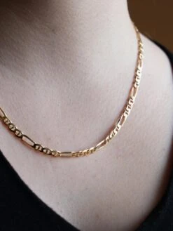 Collier Chaîne Maille Alternée En Or Jaune -Castafiore Boutique collier chaine maille alternee en or jaune 362703