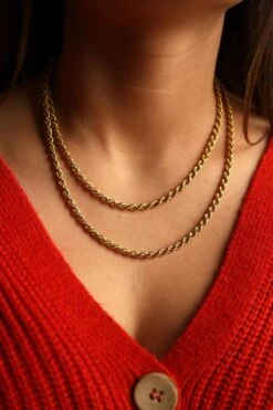 Collier Chaîne Maille Corde En Or Jaune -Castafiore Boutique collier chaine maille corde en or jaune 278559