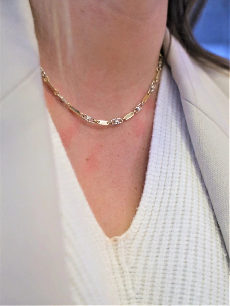 Collier Chaîne Maille Fantaisie En 2 Ors 7 Collier Chaîne Maille Fantaisie En 2 Ors – Image 7