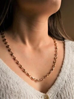 Collier Chaîne Maille Grain De Café En Or Jaune -Castafiore Boutique collier chaine maille grain de cafe en or jaune 647034