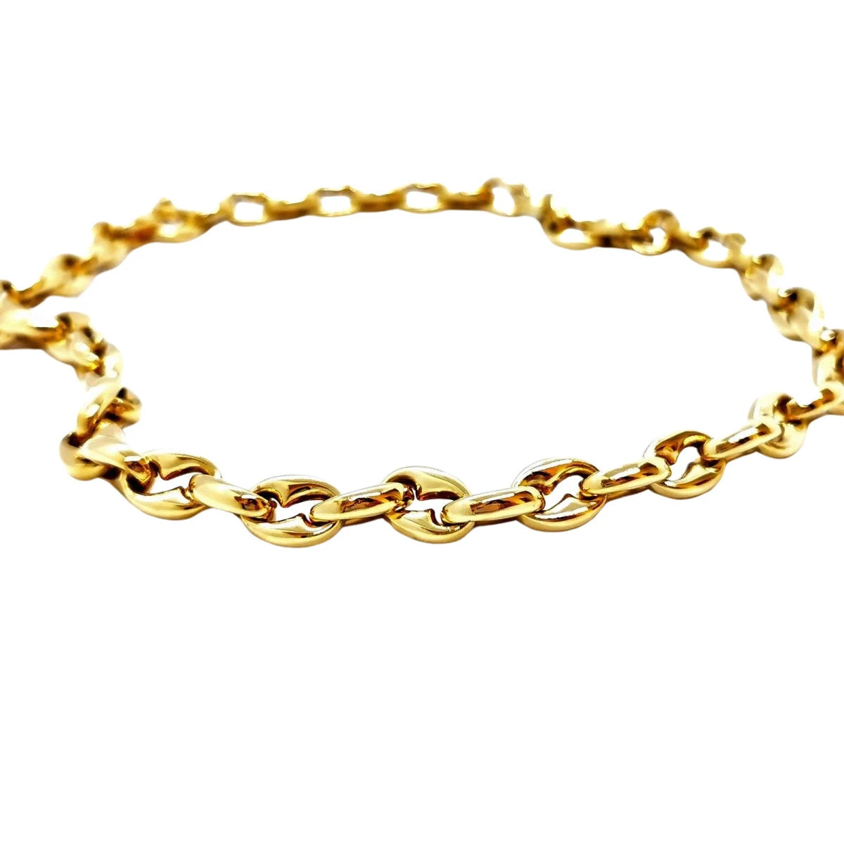 Collier Chaîne Maille Grain De Café En Or Jaune Et Saphir 5 Collier Chaîne Maille Grain De Café En Or Jaune Et Saphir – Image 5