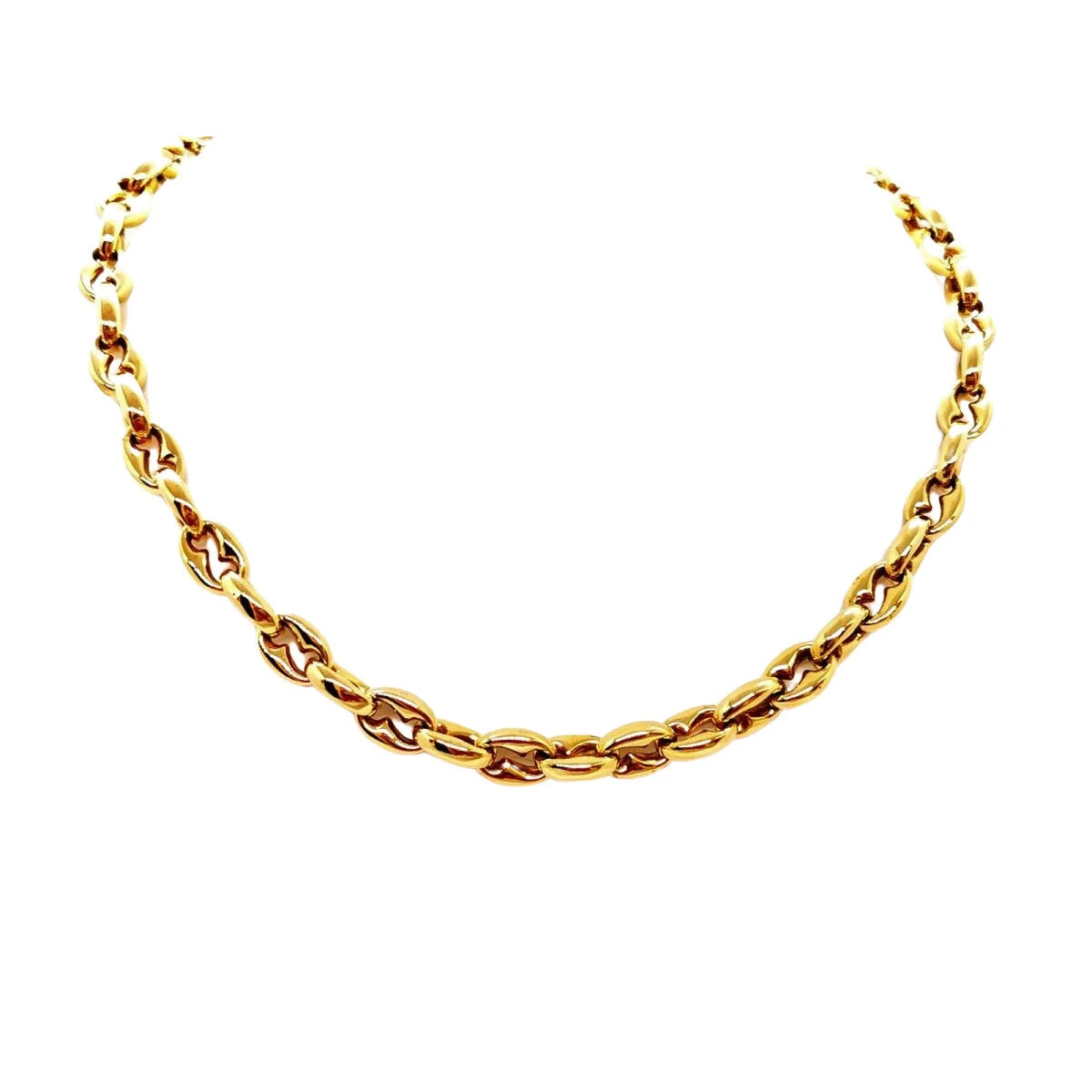 Collier Chaîne Maille Grain De Café En Or Jaune Et Saphir 3 Collier Chaîne Maille Grain De Café En Or Jaune Et Saphir – Image 3