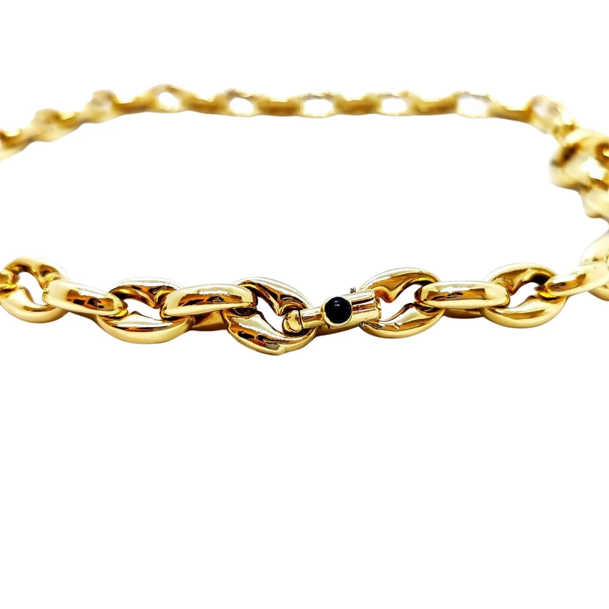 Collier Chaîne Maille Grain De Café En Or Jaune Et Saphir 6 Collier Chaîne Maille Grain De Café En Or Jaune Et Saphir – Image 6